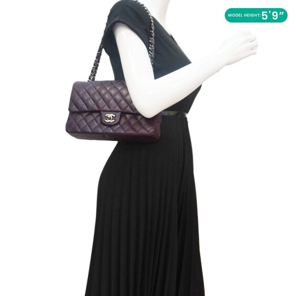 Chanel  Classic Flap Medium Quilted Leather Shoulder Bag Purple - Picture 2 of 16